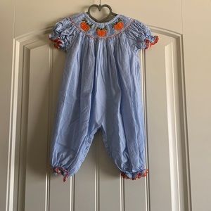 Smocked or Not 9 Month jumper fall pumpkin Halloween